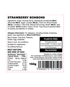 60x60mm Strawberry Bon Bon Ingredients Labels 