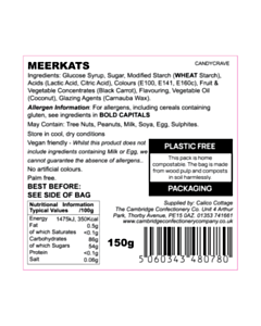 60x60mm Meerkats Ingredients Labels 