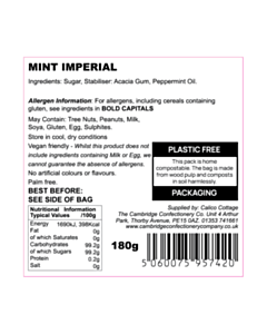 60x60mm Mint Imperials Ingredients Labels 