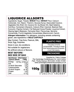 60x60mm Liquorice Allsorts Ingredients Labels 