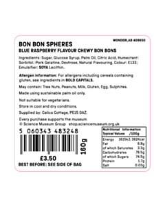 60x60mm SMGBLUE Bon Bon Spheres Ingredients Labels 