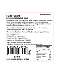 60x60mm SMGFIZZ Fizzy Flasks Ingredients Labels 