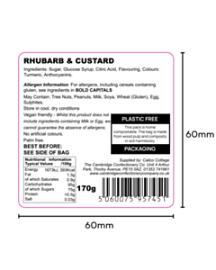 RHUBCUS 60x60mm Rhubarb & Custard Ingredient Labels 