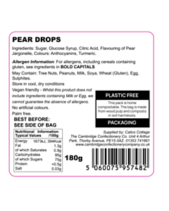 SMALLPEAR 60x60mm Small Pear Drops Ingredient Labels 