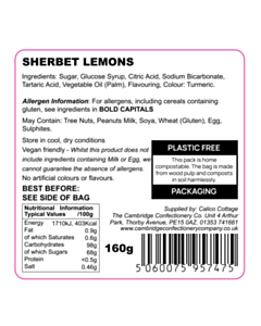 SHERBLEM 60x60mm Sherbet Lemons Ingredient Labels 