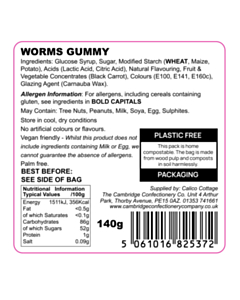 JELLYWORM 60x60mm Jelly Worms Labels 